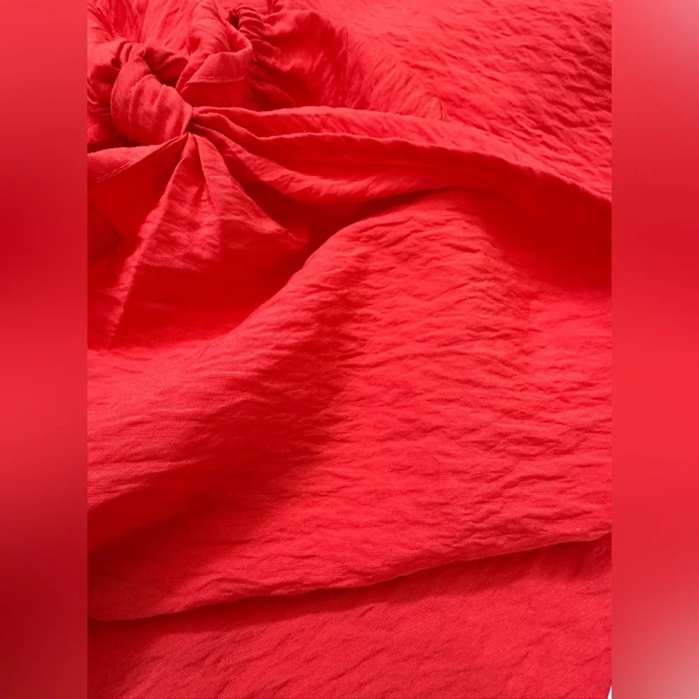 Michael Kors Red Button-Down Shirt with Tie Front - Picture 5 of 8